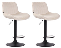 2er Set Barhocker Lentini Samt schwarz - creme