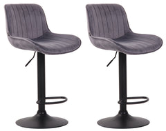 2er Set Barhocker Lentini Samt schwarz - dunkelgrau