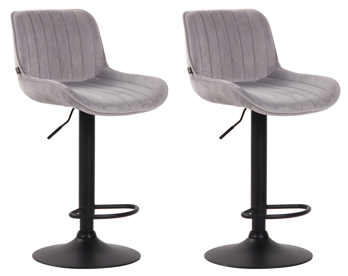 2er Set Barhocker Lentini Samt schwarz - grau