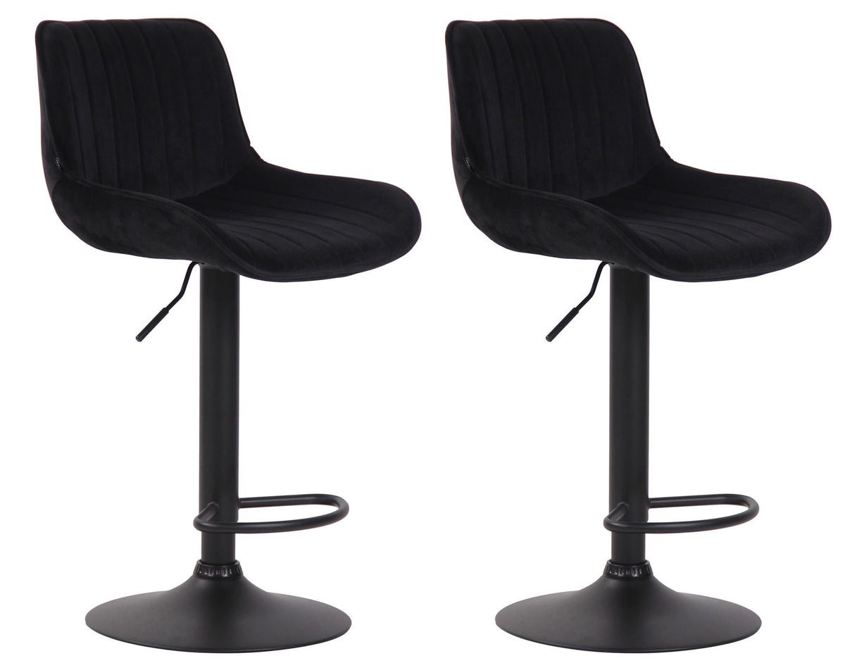 2er Set Barhocker Lentini Samt schwarz - schwarz