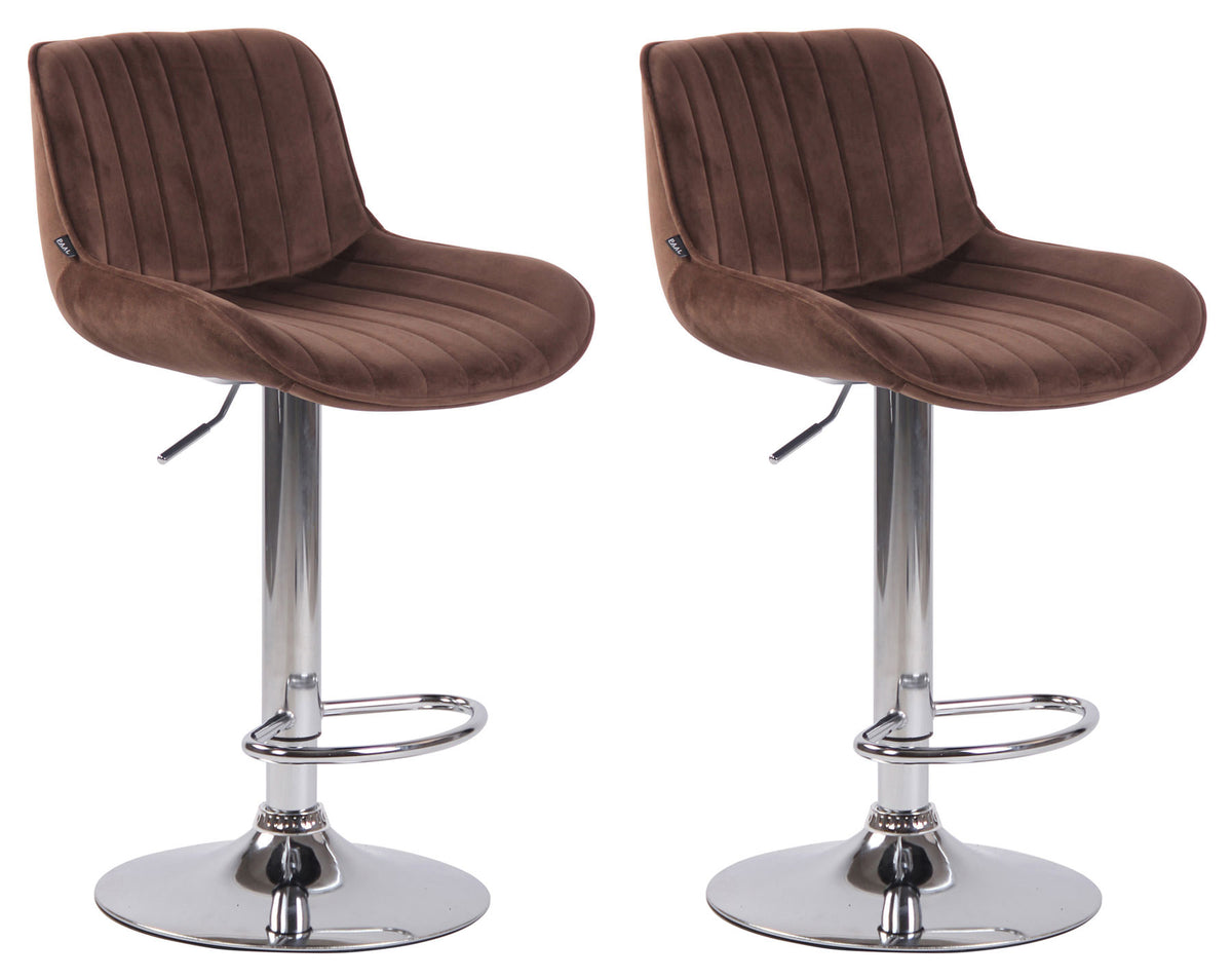 2er Set Barhocker Lentini Samt chrom - braun