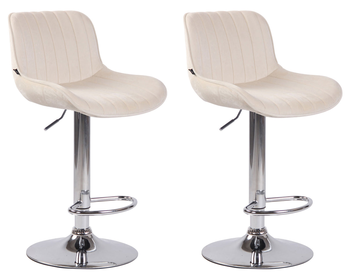 2er Set Barhocker Lentini Samt chrom - creme