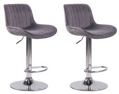 2er Set Barhocker Lentini Samt chrom - dunkelgrau