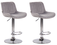2er Set Barhocker Lentini Samt chrom - grau