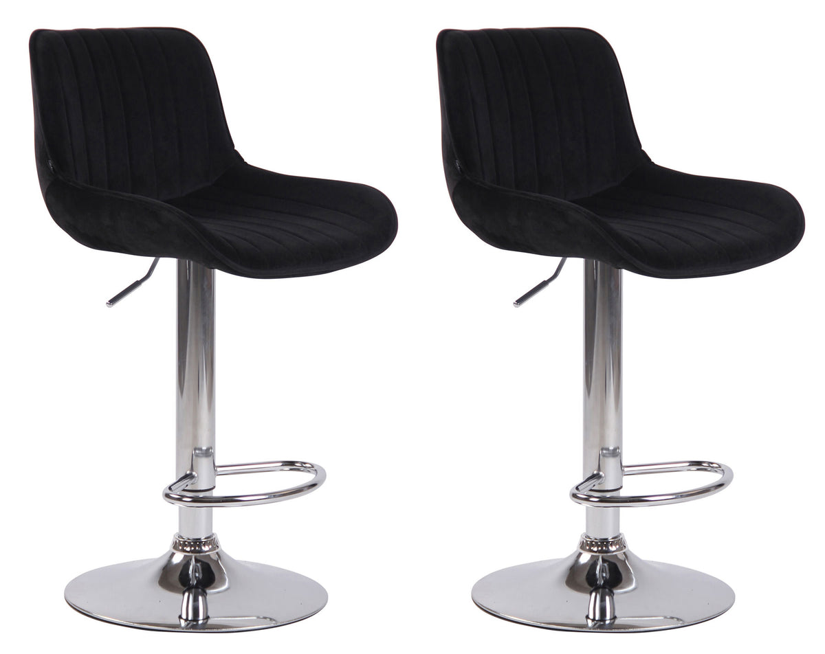 2er Set Barhocker Lentini Samt chrom - schwarz