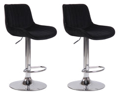 2er Set Barhocker Lentini Samt chrom - schwarz