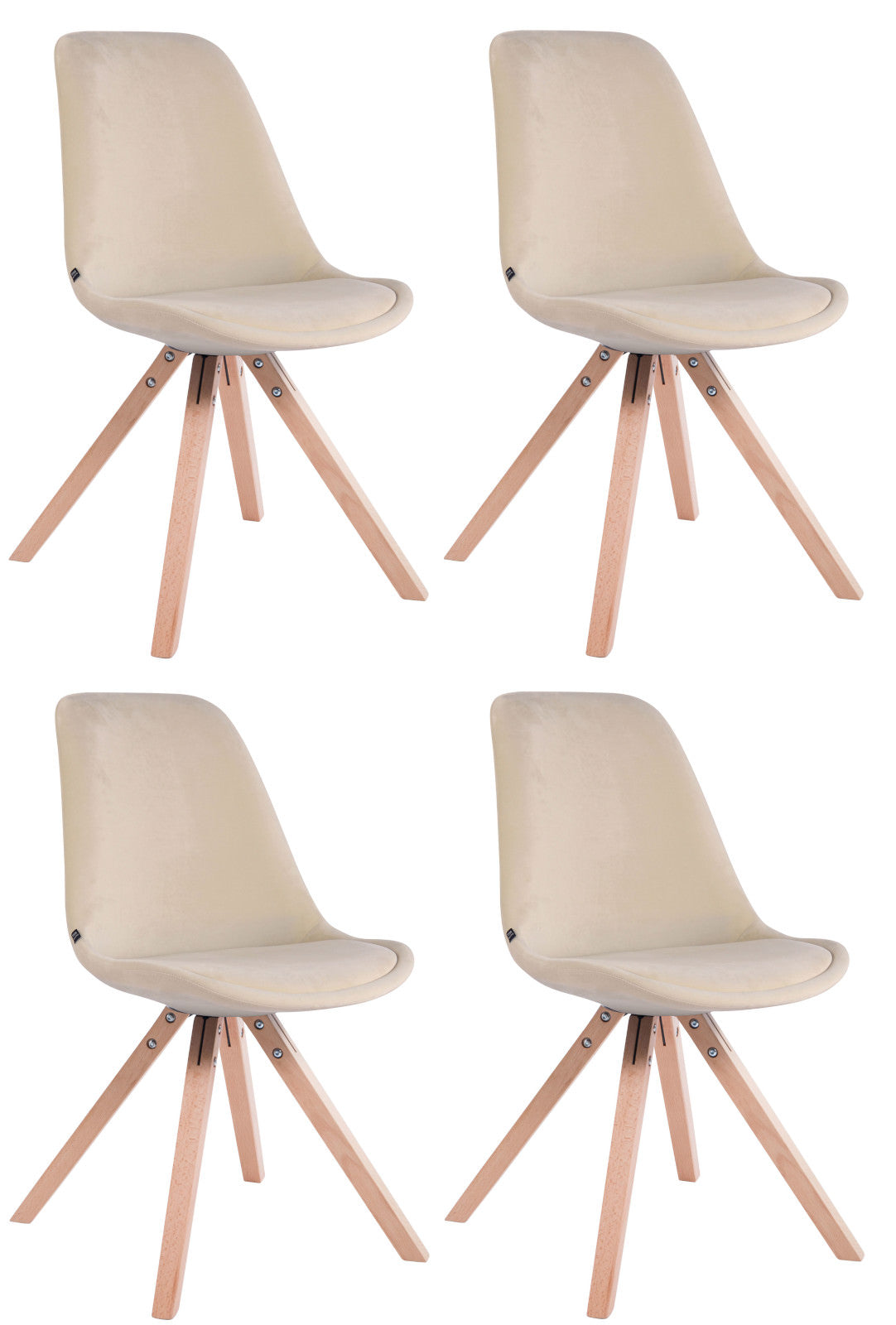 4er Set St�hle Toulouse Samt Square natura - creme