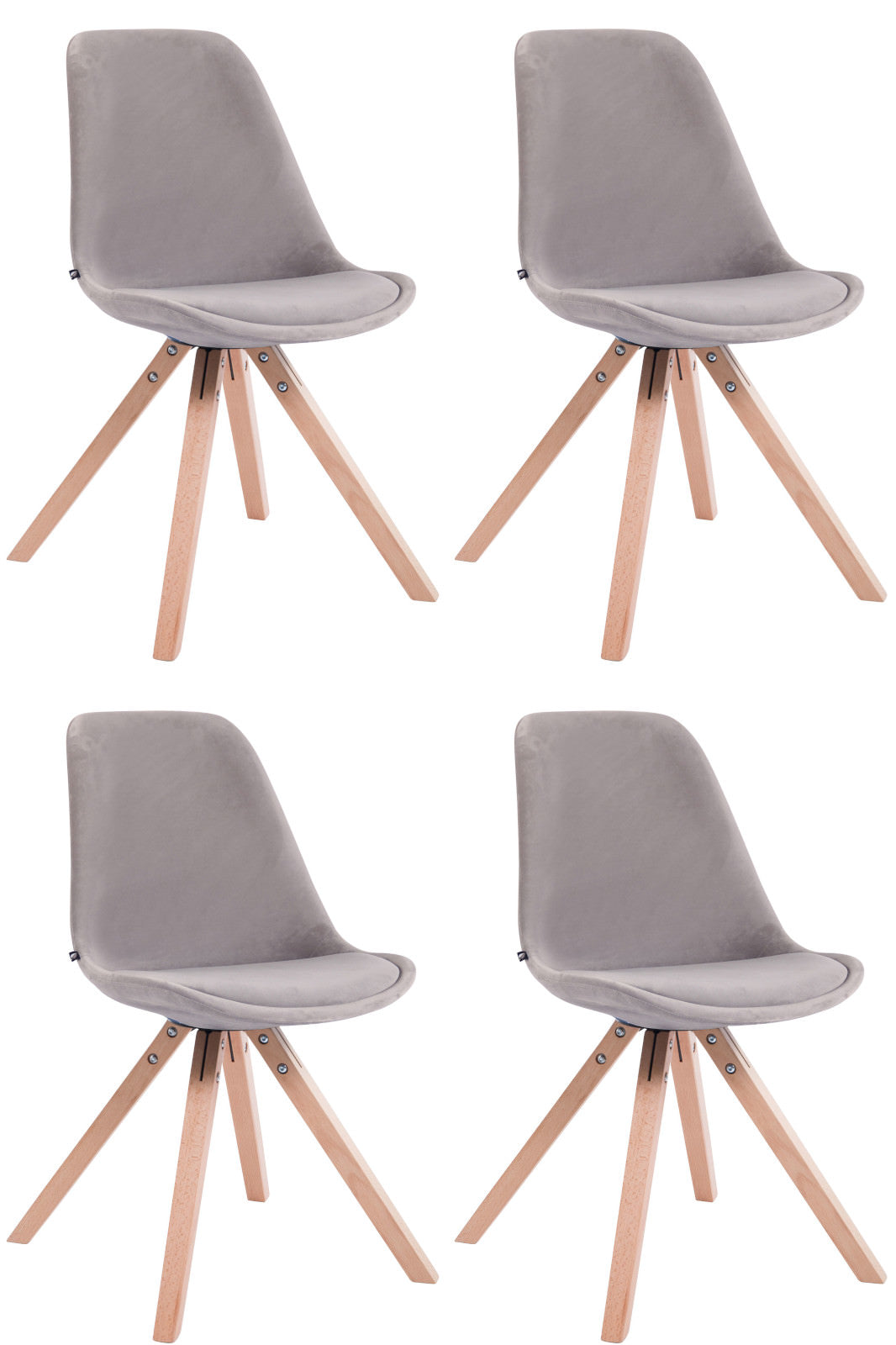 4er Set St�hle Toulouse Samt Square natura - grau