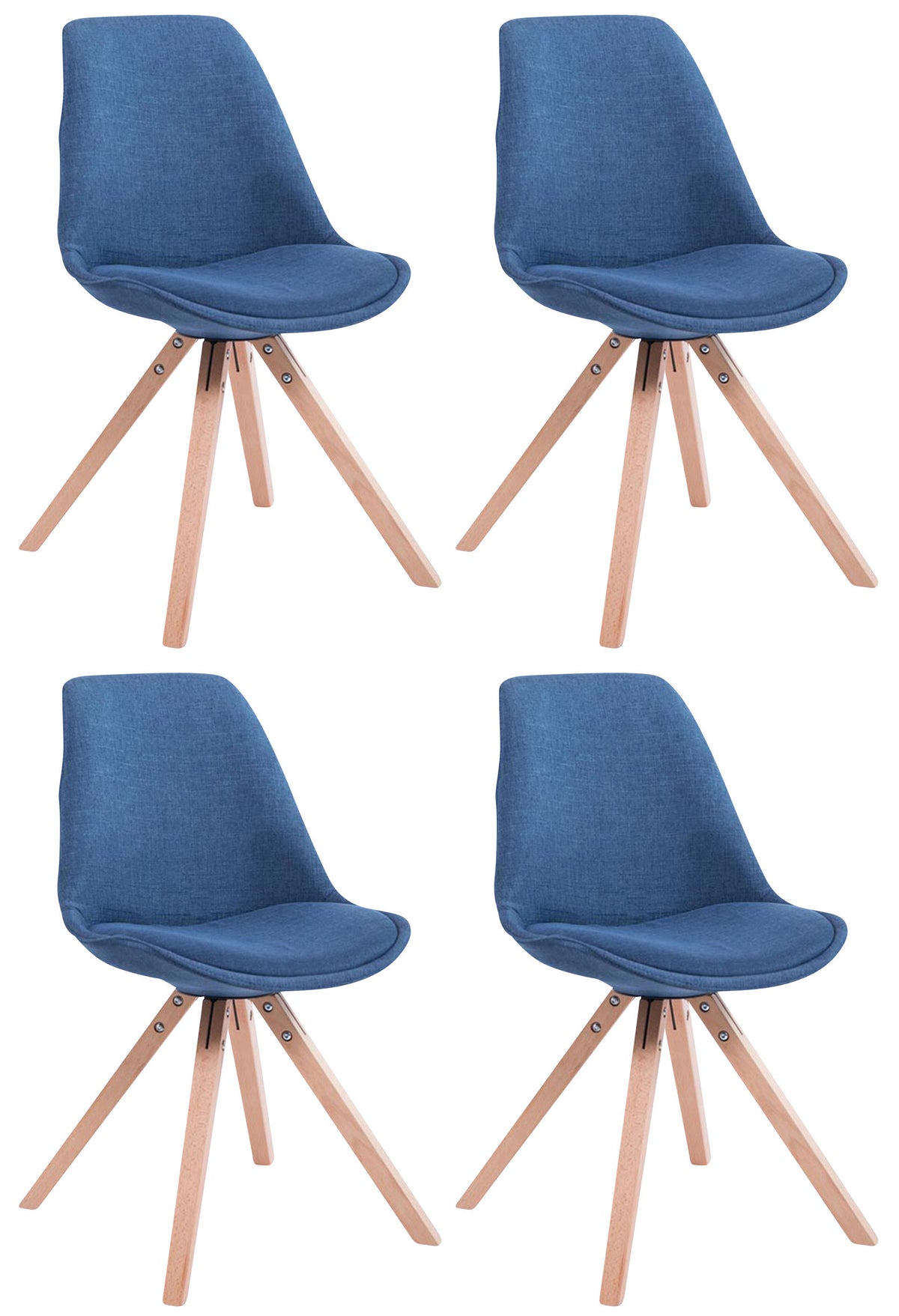 4er Set Besucherstuhl Toulouse Stoff Square Natura - blau