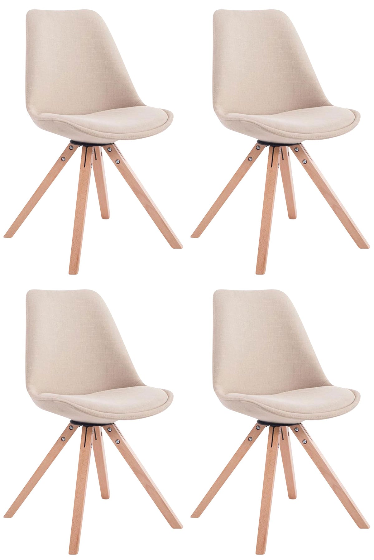 4er Set Besucherstuhl Toulouse Stoff Square Natura - creme