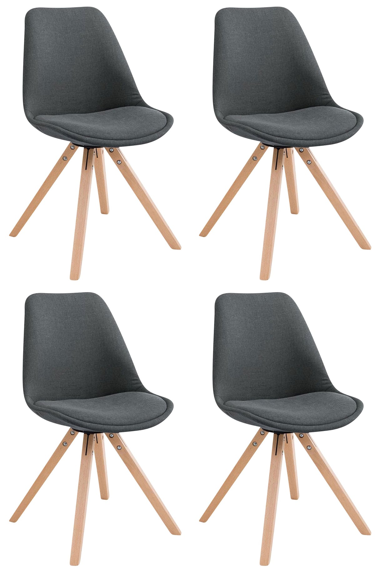 4er Set Besucherstuhl Toulouse Stoff Square Natura - dunkelgrau