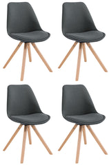 4er Set Besucherstuhl Toulouse Stoff Square Natura - dunkelgrau