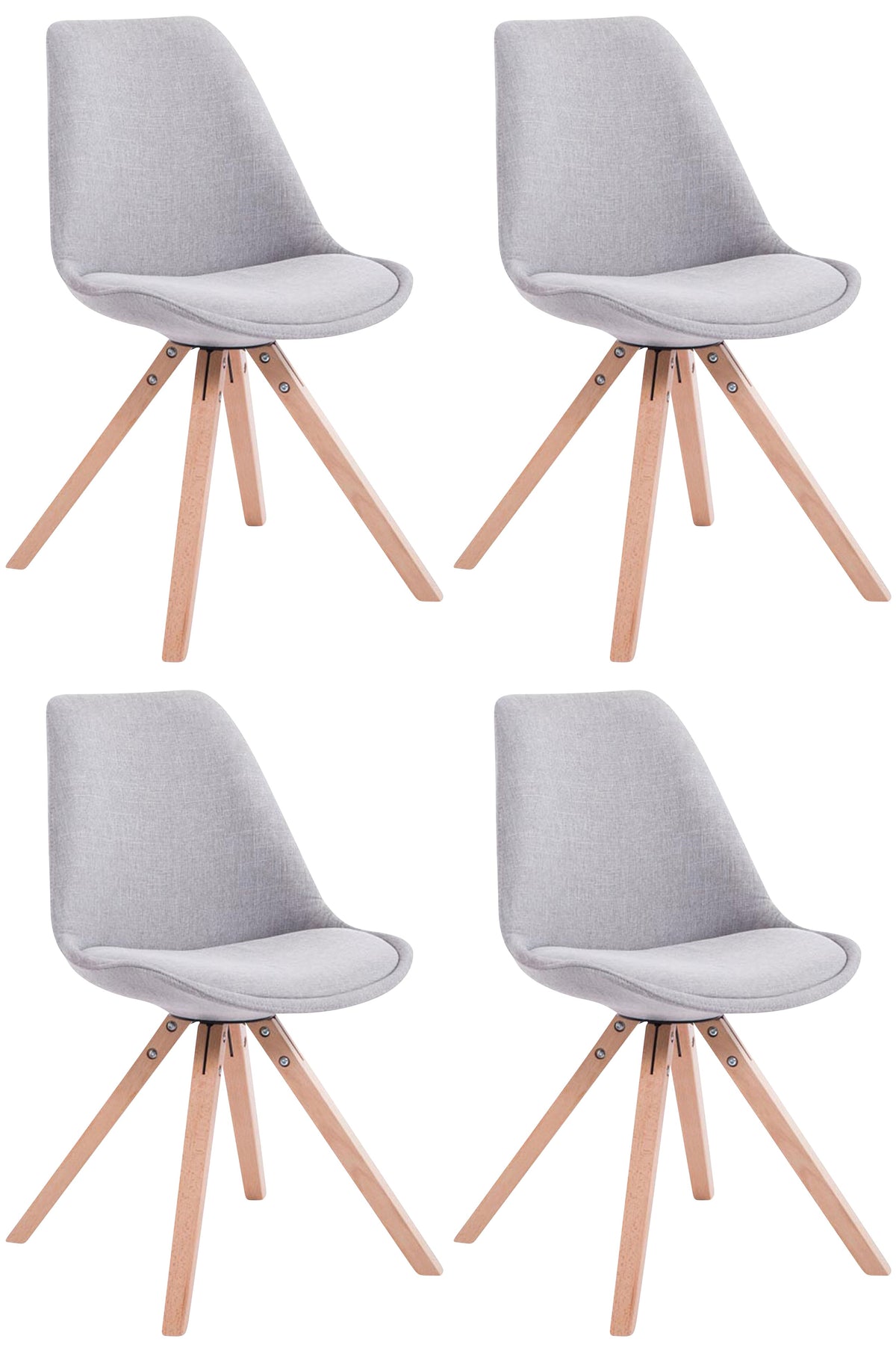 4er Set Besucherstuhl Toulouse Stoff Square Natura - grau