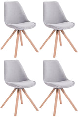 4er Set Besucherstuhl Toulouse Stoff Square Natura - grau
