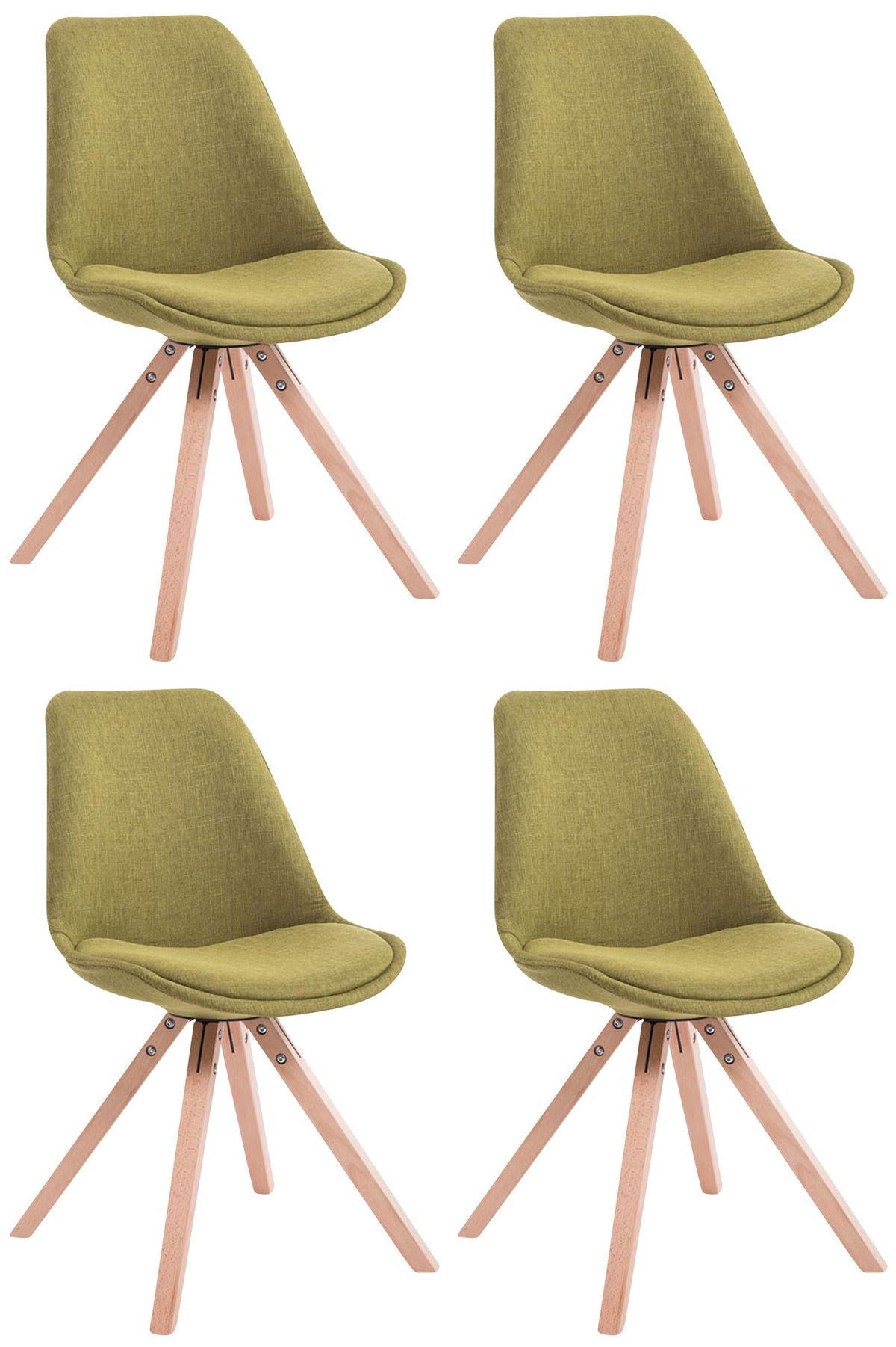 4er Set Besucherstuhl Toulouse Stoff Square Natura - gr�n