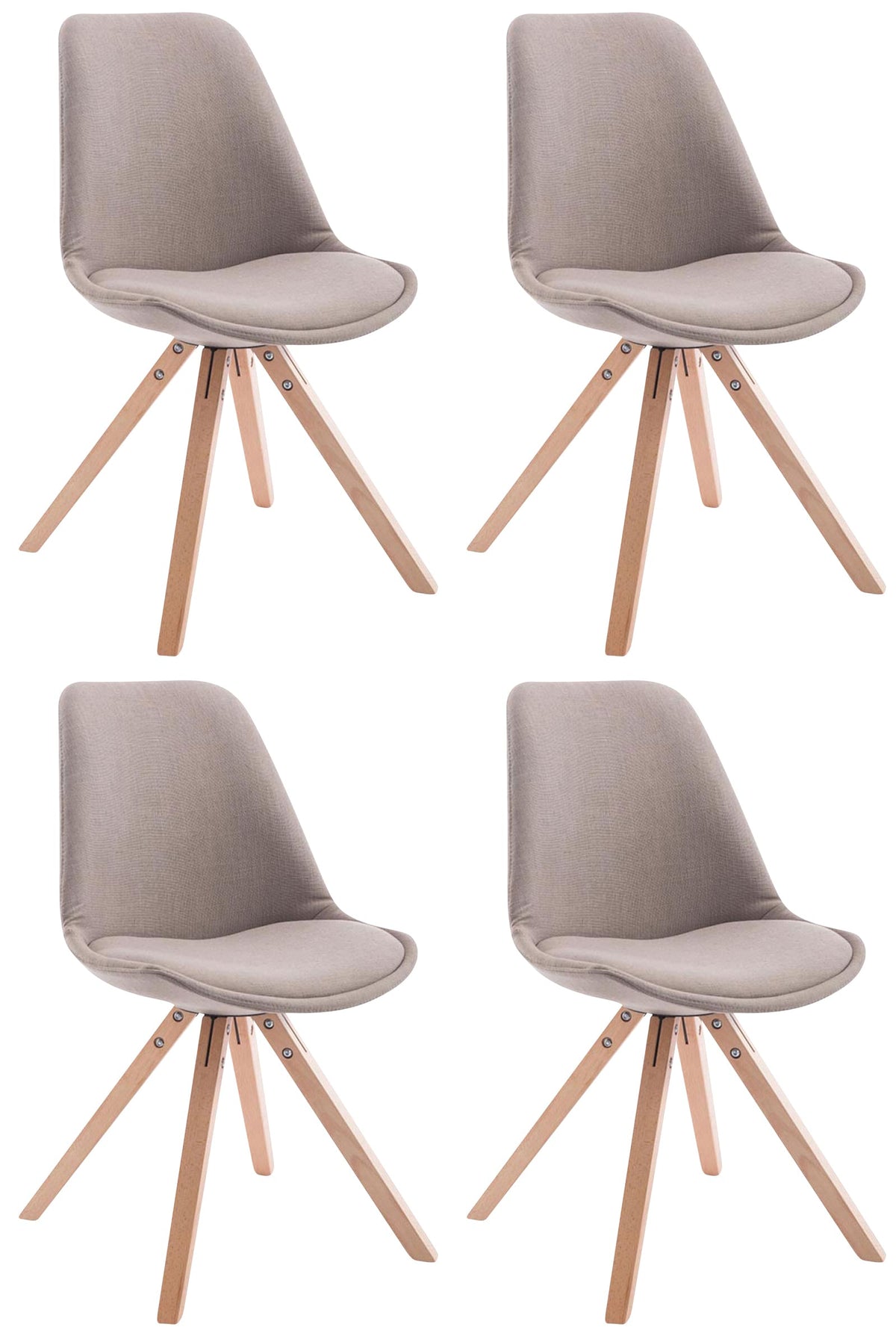 4er Set Besucherstuhl Toulouse Stoff Square Natura - taupe
