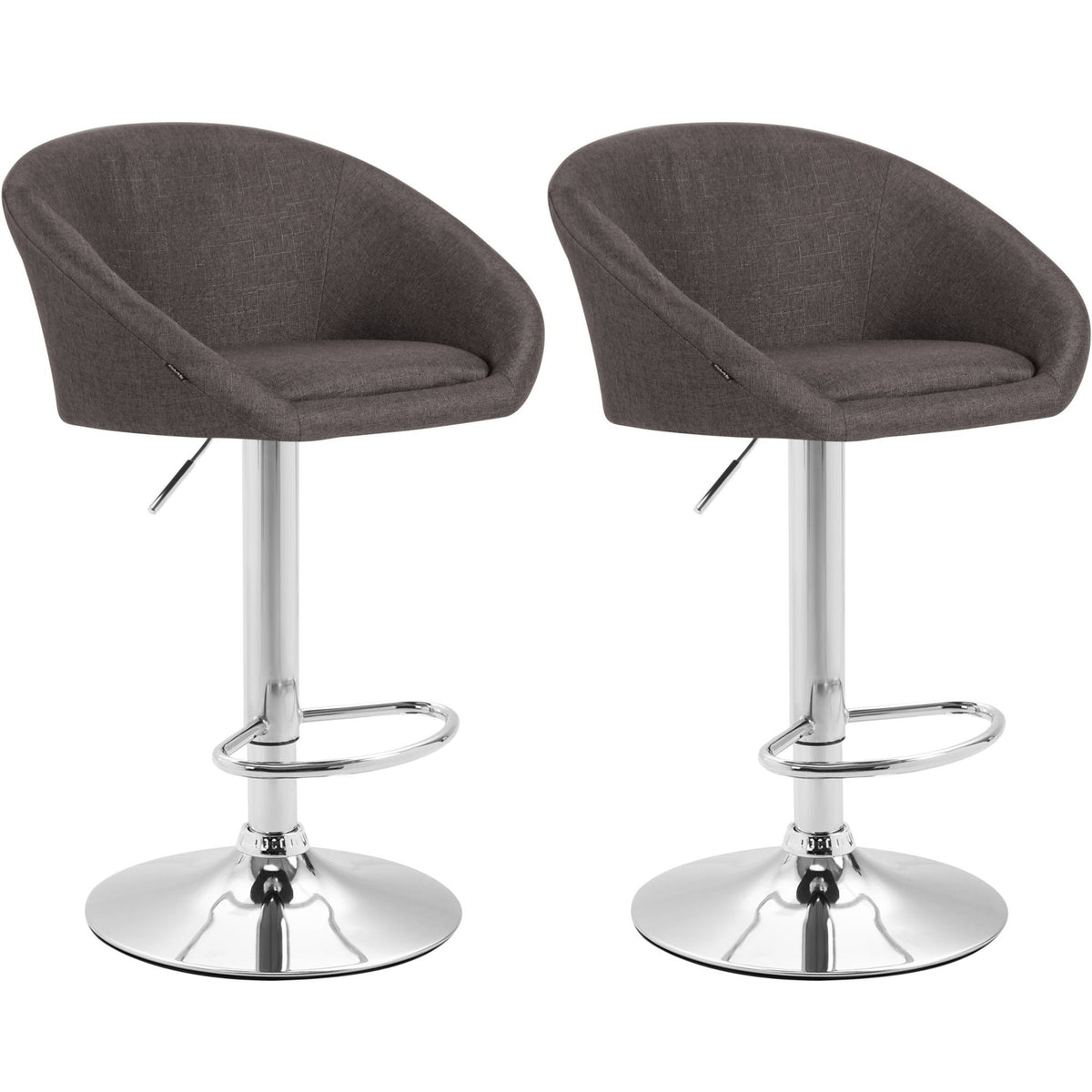 2er Set Barhocker Miami V2 Stoff chrom - dunkelgrau
