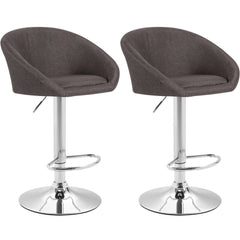 2er Set Barhocker Miami V2 Stoff chrom - dunkelgrau