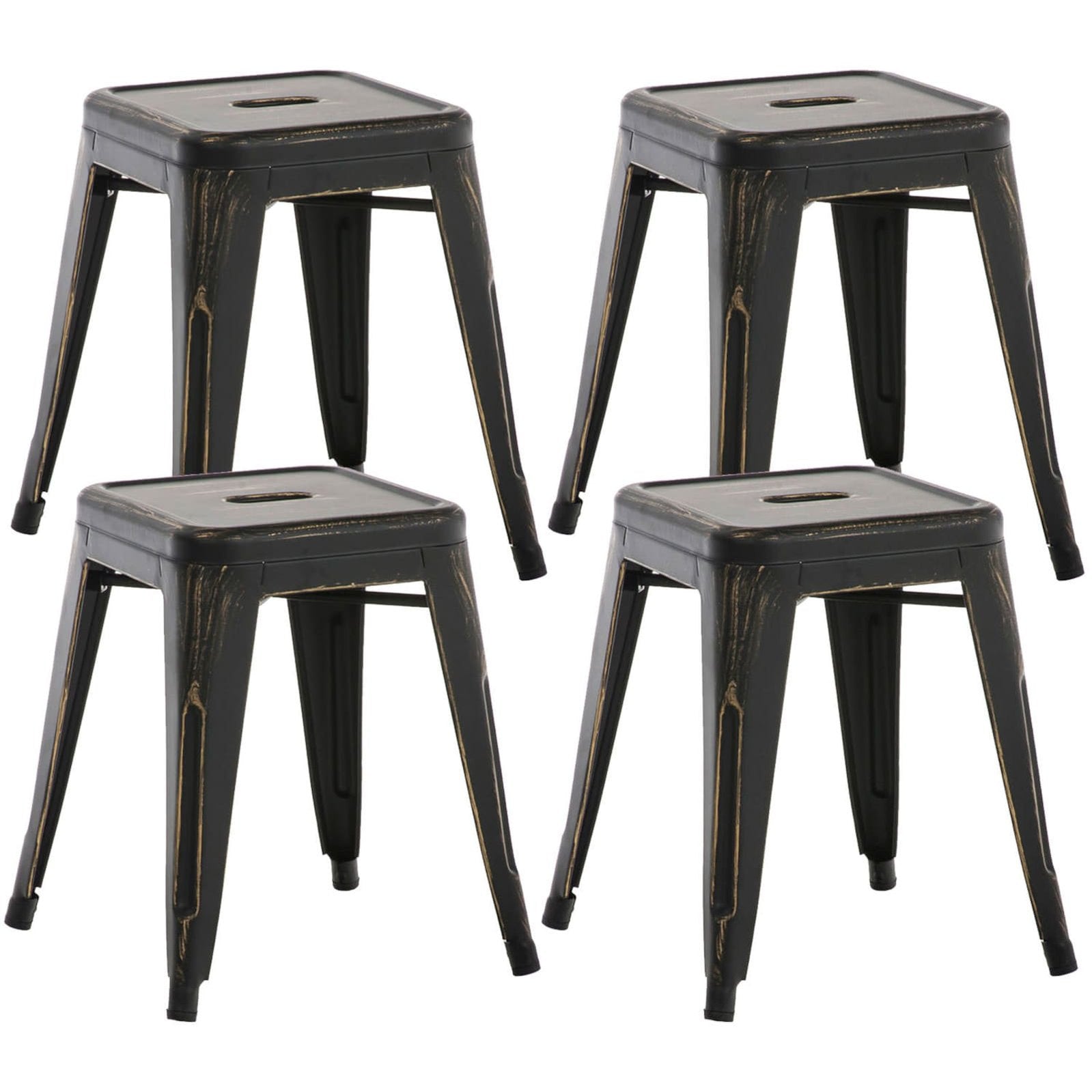 4er Set Hocker Armin - schwarz-gold - InfinityMarket