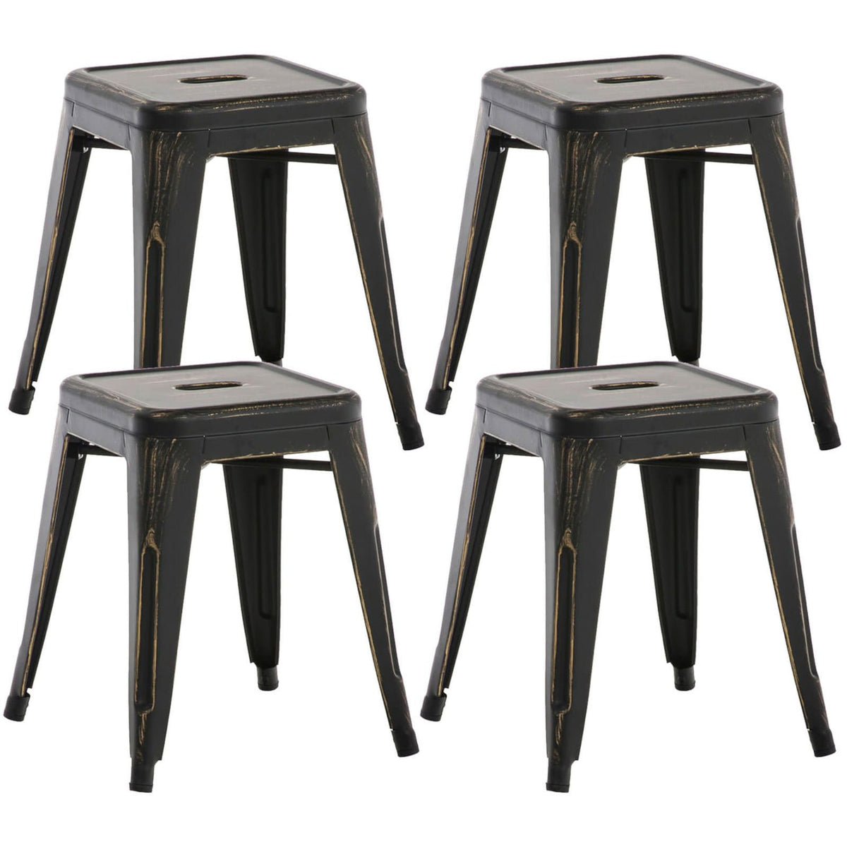 4er Set Hocker Armin - schwarz-gold - InfinityMarket