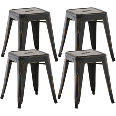 4er Set Hocker Armin - schwarz-gold - InfinityMarket