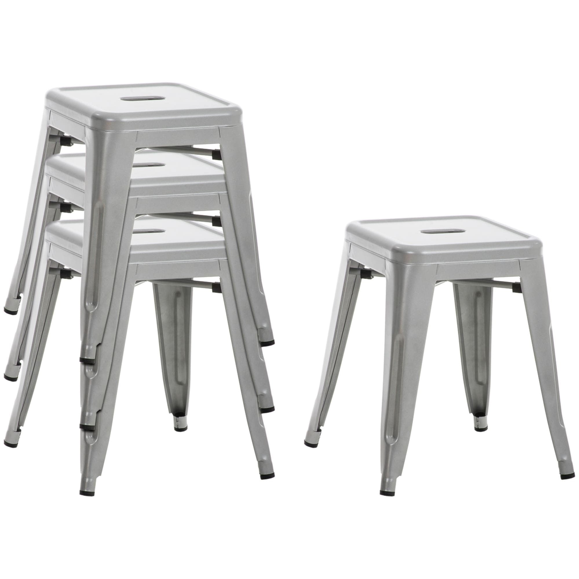 4er Set Hocker Armin - silber - InfinityMarket