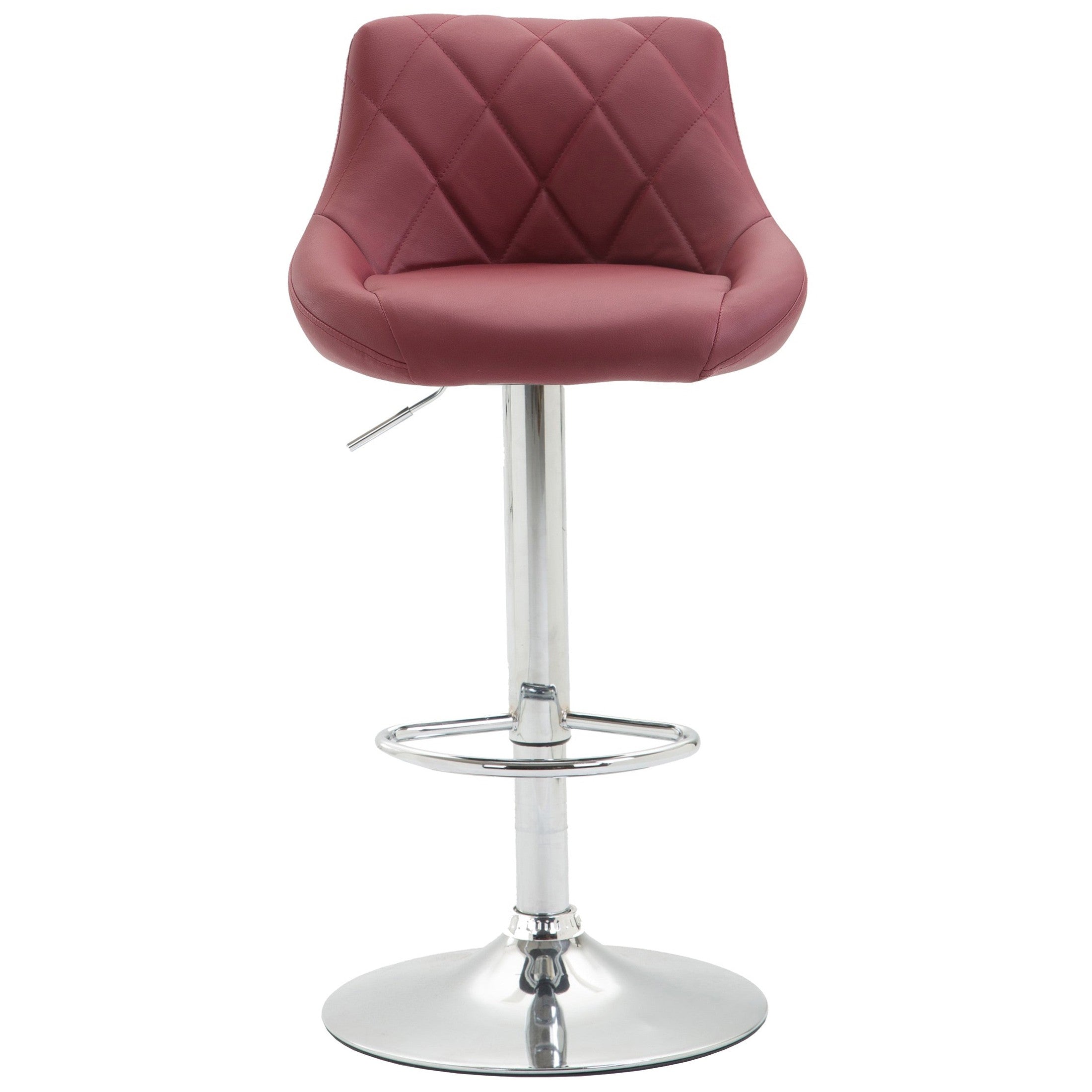 Barhocker Lazio Kunstleder chrom - bordeauxrot - InfinityMarket
