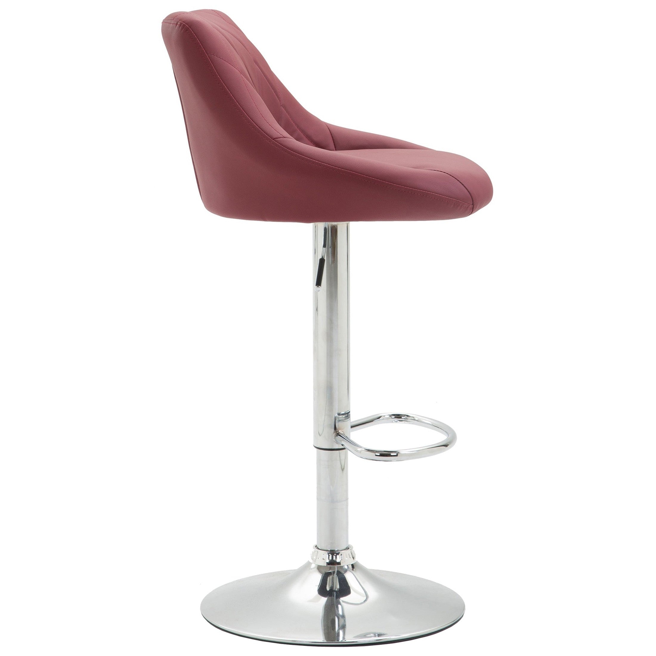 Barhocker Lazio Kunstleder chrom - bordeauxrot - InfinityMarket