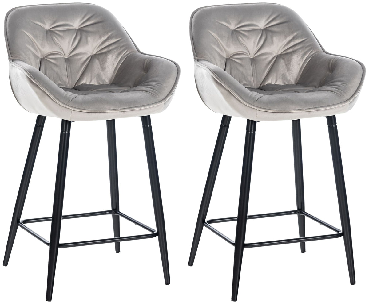 2er Set Barhocker Gibson Samt - grau by Dropshipping-Europe – Barhocker