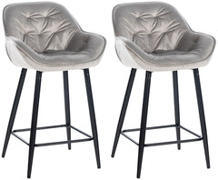2er Set Barhocker Gibson Samt - grau by Dropshipping-Europe – Barhocker