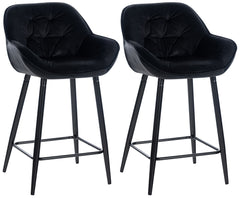 2er Set Barhocker Gibson Samt - schwarz by Dropshipping-Europe – Barhocker