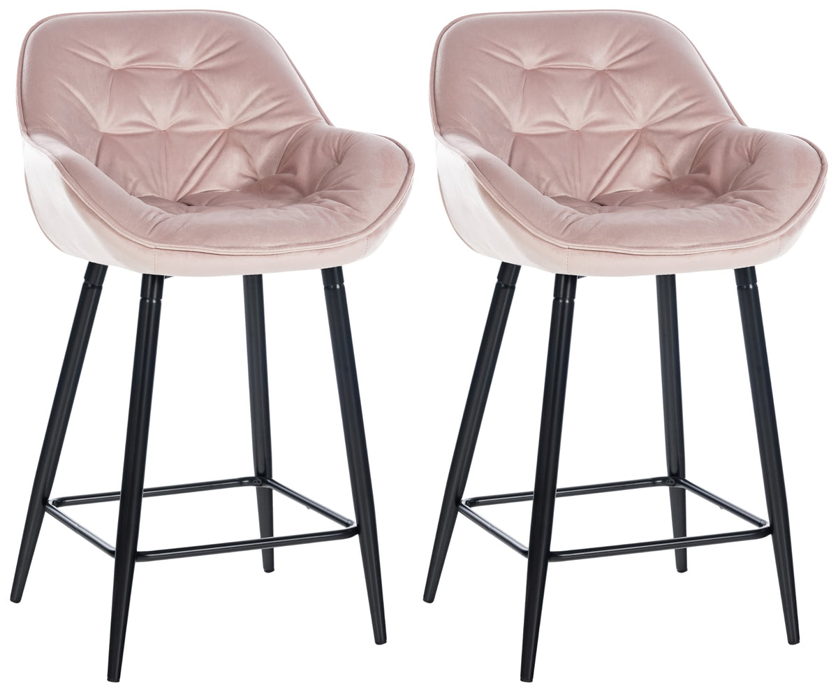 2er Set Barhocker Gibson Samt - pink by Dropshipping-Europe – Barhocker