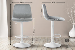 Barhocker Divo Samt Wei� - grau