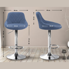 Barhocker Lazio Stoff chrom - blau
