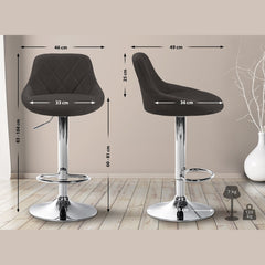 Barhocker Lazio Stoff chrom - dunkelgrau
