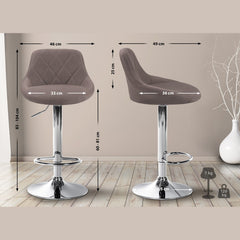 Barhocker Lazio Stoff chrom - taupe