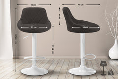 Barhocker Lazio Stoff wei� - dunkelgrau