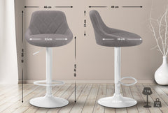 Barhocker Lazio Stoff wei� - grau