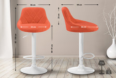 Barhocker Lazio Stoff wei� - orange