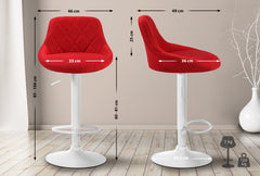 Barhocker Lazio Stoff wei� - rot