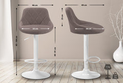Barhocker Lazio Stoff wei� - taupe