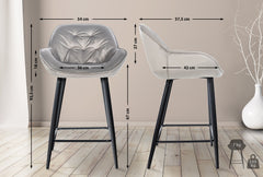 2er Set Barhocker Gibson Samt - grau