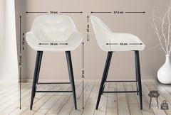 2er Set Barhocker Gibson Samt - creme