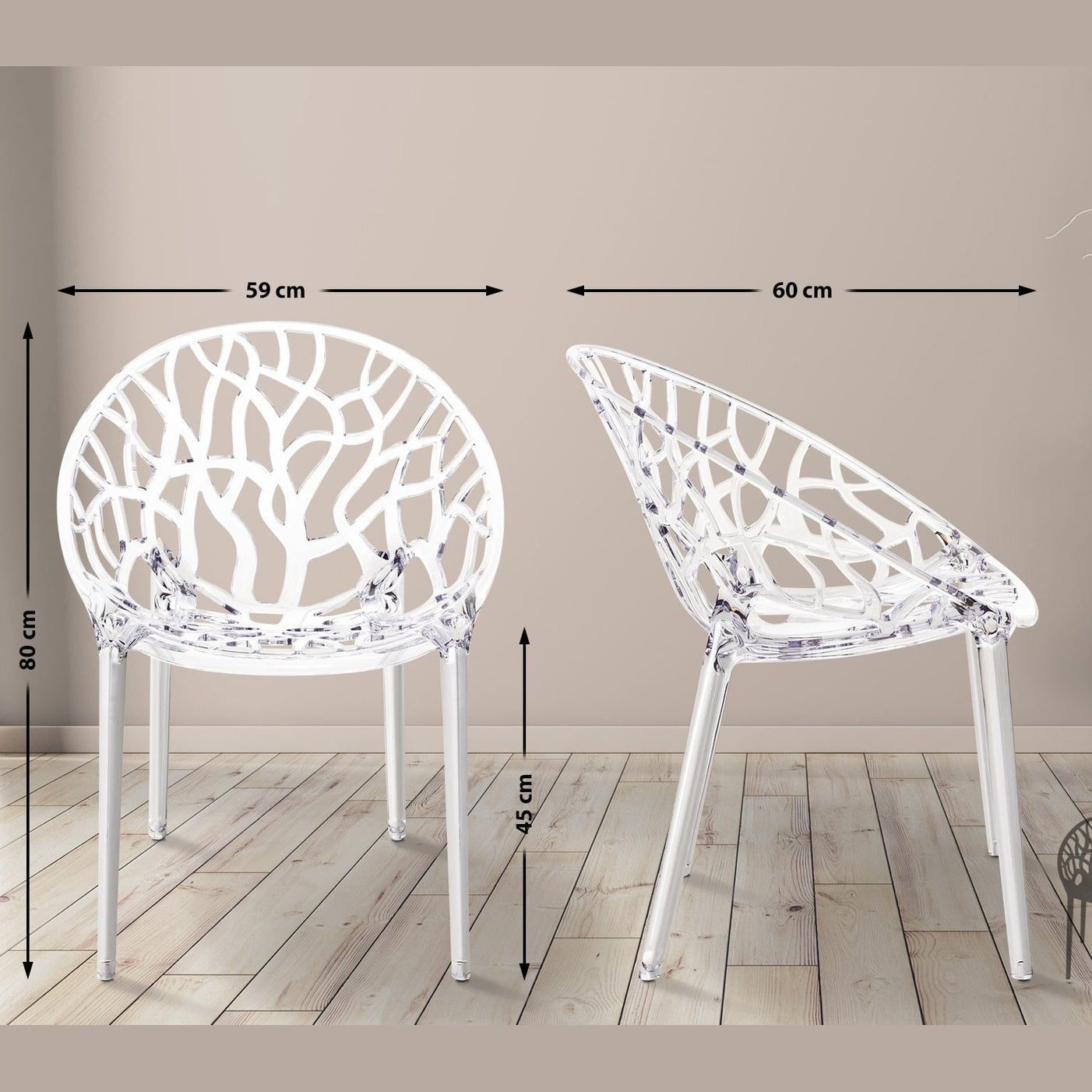 2er SET Stapelstuhl CRYSTAL - transparent - InfinityMarket