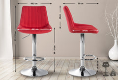 Barhocker Toni Stoff chrom - rot