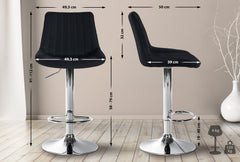 Barhocker Toni Stoff chrom - schwarz