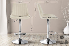 Barhocker Toni Kunstleder chrom - creme