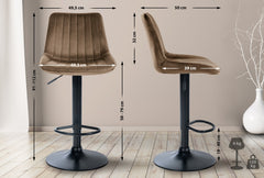 Barhocker Toni Samt schwarz - braun