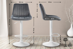Barhocker Toni Samt wei� - dunkelgrau