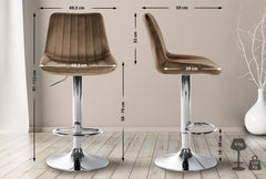 Barhocker Toni Samt chrom - braun